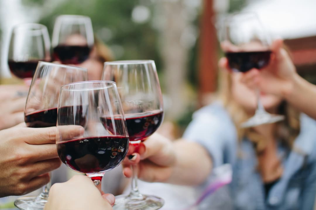 people drinking wine at a wine tour